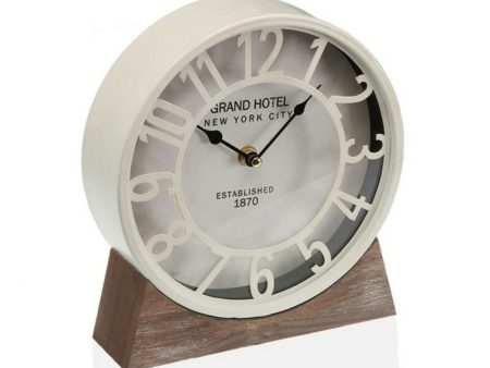 Table clock Versa White MDF Wood (20 x 20 x 6 cm) (Ø 20 cm) Cheap