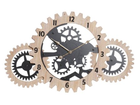 Wall Clock DKD Home Decor Black Natural MDF Wood Gears 70 x 4 x 45 cm on Sale