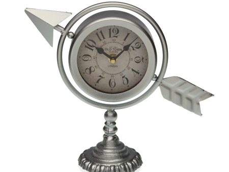 Table clock Versa Silver Complete arrow Metal (23 x 16 x 8 cm) For Cheap