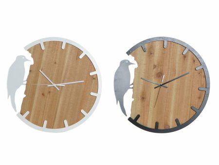 Wall Clock DKD Home Decor Black Brown White Iron Bird 50 x 4 x 50 cm MDF Wood (2 Units) Hot on Sale