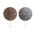 Wall Clock DKD Home Decor 40 x 4 x 40 cm Black Brown Iron Pendulum MDF Wood (2 Units) Fashion