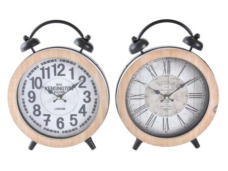 Table clock DKD Home Decor 25,8 x 8 x 32 cm Natural White Iron Traditional MDF Wood (2 Units) Hot on Sale