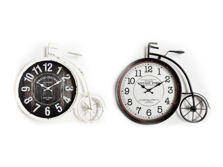 Wall Clock DKD Home Decor 60 x 6 x 50 cm Crystal Black Bicycle White Iron Vintage (2 Units) Supply