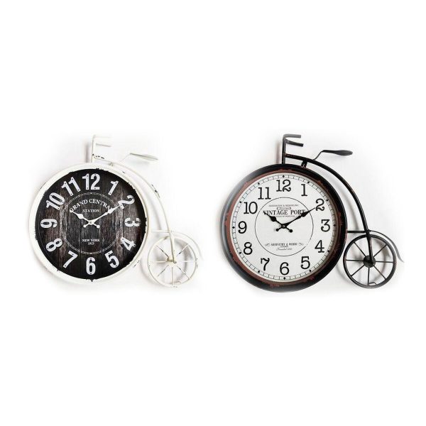 Wall Clock DKD Home Decor 60 x 6 x 50 cm Crystal Black Bicycle White Iron Vintage (2 Units) Supply