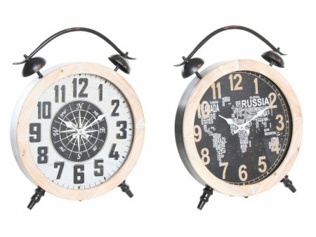 Table clock DKD Home Decor 41 x 6,5 x 52,5 cm Crystal Natural Black White Iron Vintage MDF Wood (2 Units) Sale