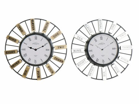 Wall Clock DKD Home Decor 40 x 6,4 x 40 cm Crystal Silver Golden Iron (2 Units) Hot on Sale