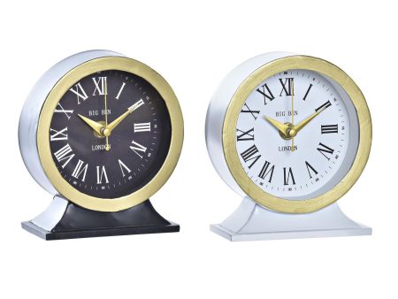 Table clock DKD Home Decor White Black Crystal Iron 12 x 6 x 13 cm (2 Units) Discount