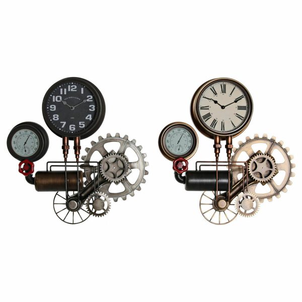 Wall Clock DKD Home Decor 54 x 9 x 56 cm Red Black Grey Golden Iron Vintage (2 Units) Fashion