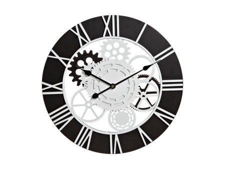 Wall Clock DKD Home Decor White Black Iron MDF Wood Gears 60 x 4 x 60 cm on Sale