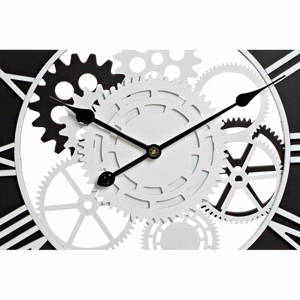 Wall Clock DKD Home Decor White Black Iron MDF Wood Gears 60 x 4 x 60 cm on Sale