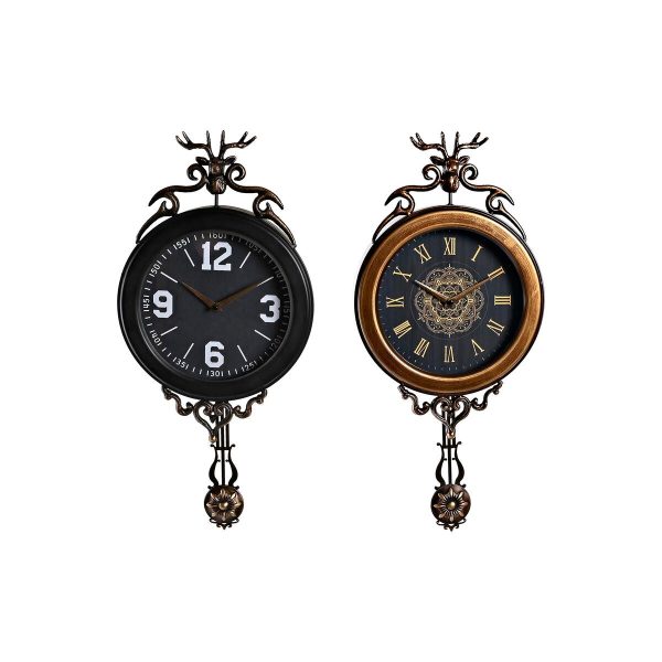 Wall Clock DKD Home Decor Black Golden Crystal Iron Pendulum 27 x 7,5 x 57,5 cm (2 Units) Online now