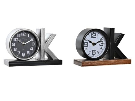 Table clock DKD Home Decor 23 x 8 x 15 cm Silver Black Iron (2 Units) For Sale