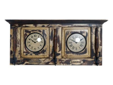 Wall Clock DKD Home Decor London Teak (81 x 15 x 37 cm) Supply