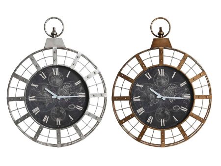 Wall Clock DKD Home Decor 60 x 6,5 x 78 cm Crystal Silver Black Golden Iron (2 Units) Online Sale