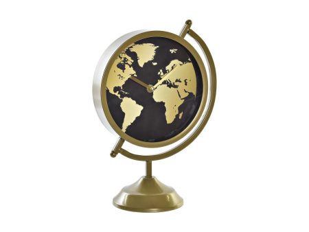 Table clock DKD Home Decor 22 x 12 x 31 cm Crystal Golden Metal Vintage World Map Online Sale