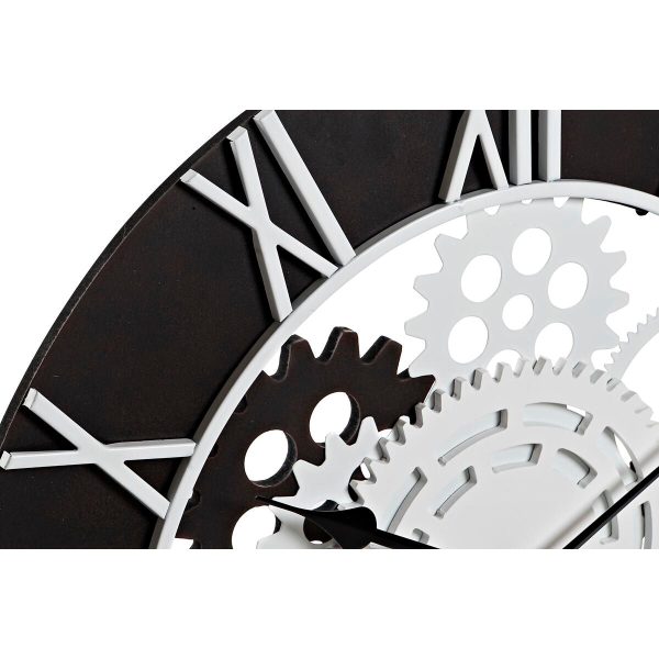 Wall Clock DKD Home Decor White Black Iron MDF Wood Gears 60 x 4 x 60 cm on Sale