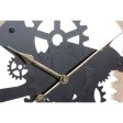 Wall Clock DKD Home Decor Black Natural MDF Wood Gears 70 x 4 x 45 cm on Sale