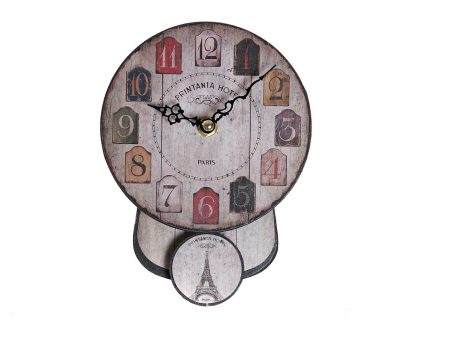 Wall Clock DKD Home Decor 8424001800360 Pendulum Beige Multicolour Iron MDF Wood Vintage 14 x 5 x 19 cm Online Hot Sale