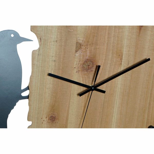 Wall Clock DKD Home Decor Black Brown White Iron Bird 50 x 4 x 50 cm MDF Wood (2 Units) Hot on Sale