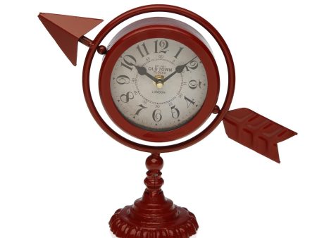 Table clock Versa Maroon Complete arrow Metal (23 x 16 x 8 cm) Online Hot Sale