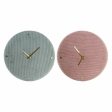 Wall Clock DKD Home Decor Green Pink 40,5 x 5,5 x 40,5 cm (2 Units) For Discount