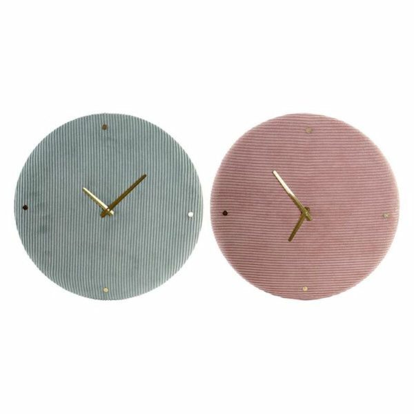 Wall Clock DKD Home Decor Green Pink 40,5 x 5,5 x 40,5 cm (2 Units) For Discount