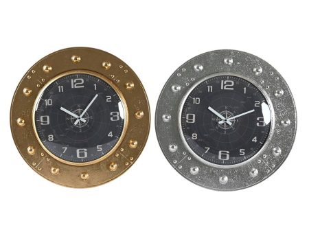 Wall Clock DKD Home Decor 48,5 x 6 x 48,5 cm Crystal Silver Black Golden Iron (2 Units) For Discount