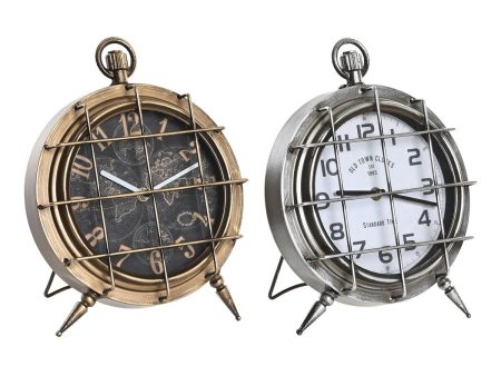 Table clock DKD Home Decor World Map 22 x 17 x 29 cm Crystal Silver Black Golden White Iron (2 Units) Cheap