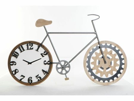 Wall Clock DKD Home Decor 108 x 6,4 x 63,5 cm Natural Black Bicycle Metal MDF Wood Online now