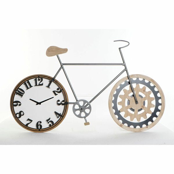 Wall Clock DKD Home Decor 108 x 6,4 x 63,5 cm Natural Black Bicycle Metal MDF Wood Online now