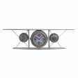 Wall Clock DKD Home Decor Crystal Iron Aeroplane MDF Wood Dark grey (120 x 21 x 33.5 cm) For Discount