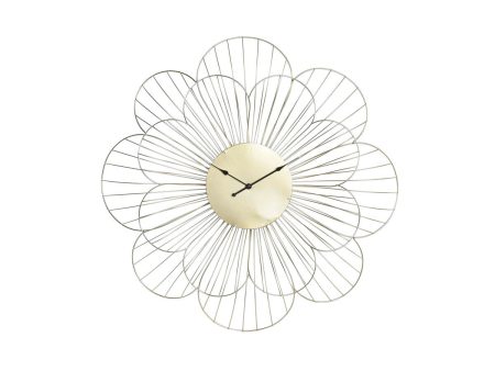 Wall Clock DKD Home Decor Flower Golden Metal (57 x 4 x 57 cm) Fashion