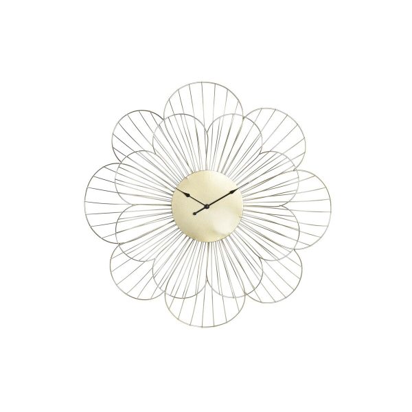 Wall Clock DKD Home Decor Flower Golden Metal (57 x 4 x 57 cm) Fashion