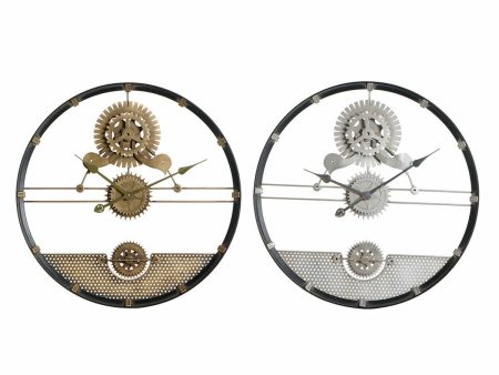 Wall Clock DKD Home Decor Silver Golden Iron Gears 60 x 5 x 60 cm (2 Units) Fashion