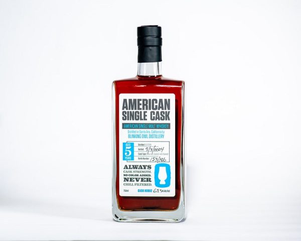 American Single Cask American Single Malt Whiskey from Blinking Owl Distillery Cask #0002 For Sale